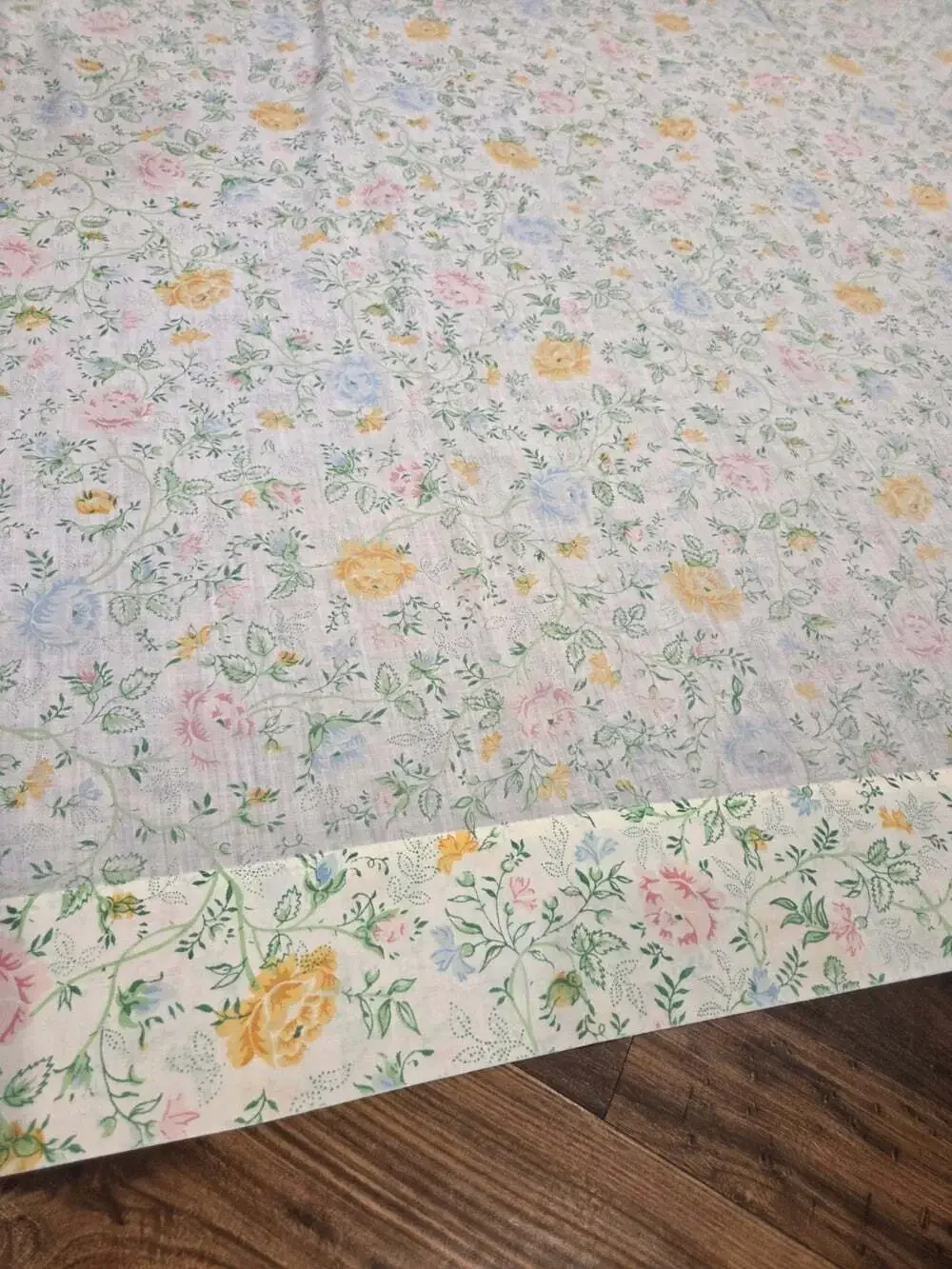 Vtg Shabby Chic Floral Flat Sheet & Pillowcase Set Cottagecore English Rose